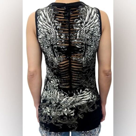 Dark Flight Wings Rhinestone Top by Platinum Plush - Picture 3 of 3